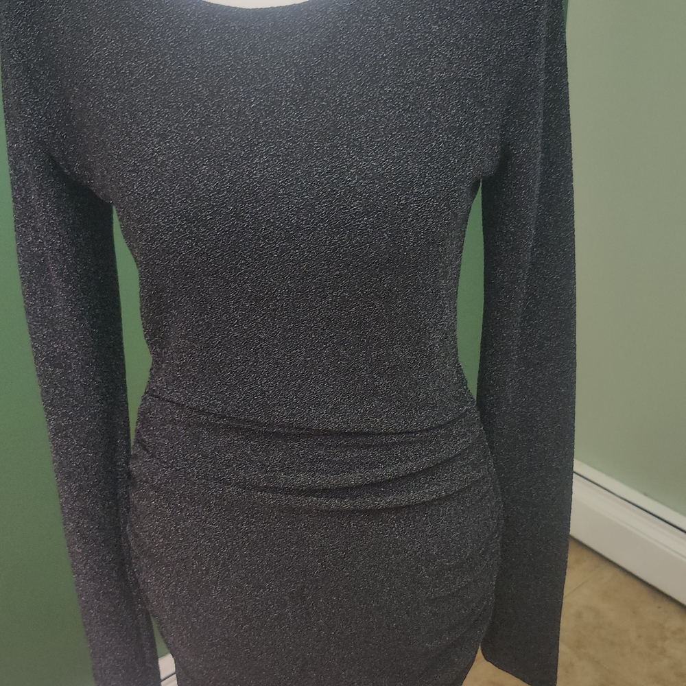 Lavender Brown Shimmering Black Long Sleeve Dress